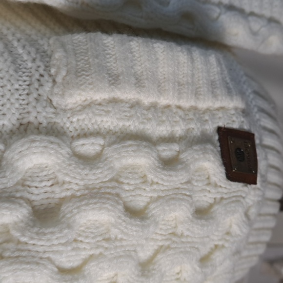 Makobi Men’s Streetwear Sweater Cable Knit Zip Cardigan Cream Hooded Pockets XL - Picture 4 of 15